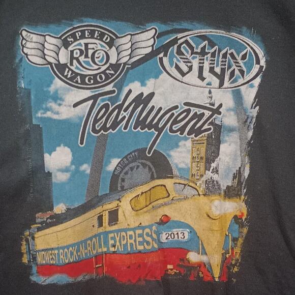 Styx REO Speedwagon Ted Nugent MIDWEST ROCK N ROLL EXPRESS 2013 TOUR T-Shirt (L) - Picture 2 of 4